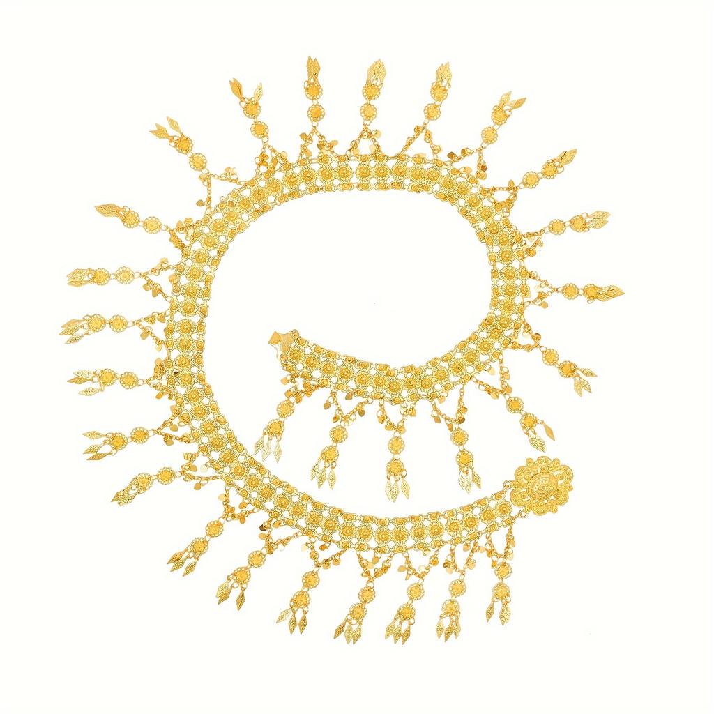 Gürtelkette mit Quaste aus goldenem Folienblatt, trendige hohle Taillenkette, Körperkette, Schmuckzubehör, Bohemian-Sexy-Stil