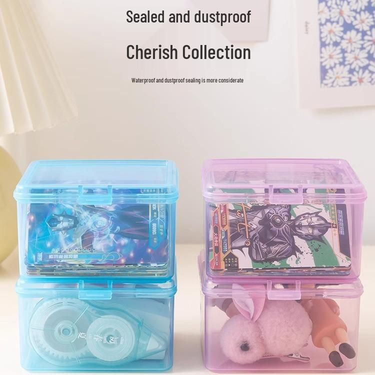 Transparent Dustproof Card & Coin Organizer with Lid for Kids & Students