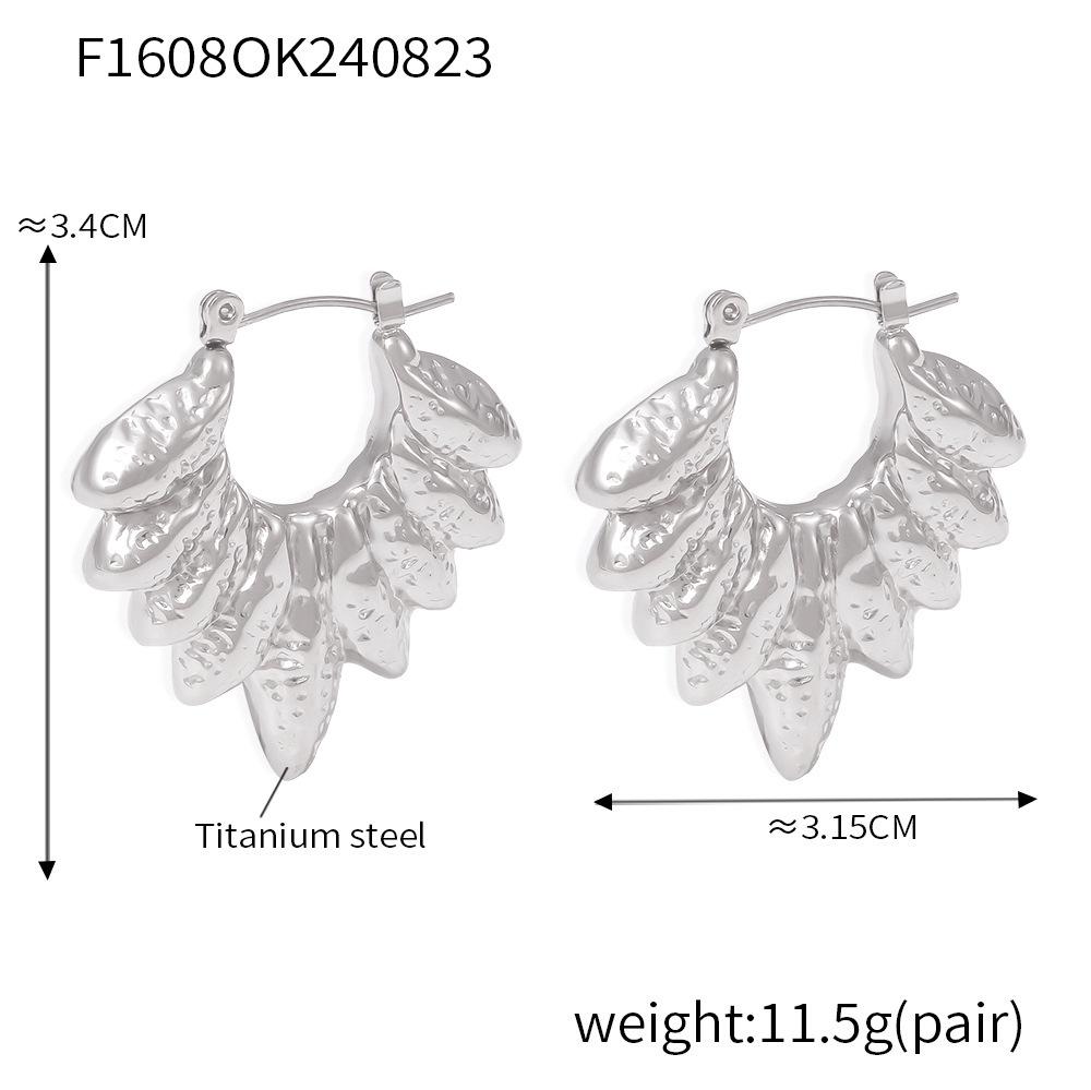 Leaf-Shaped 18K Gold Plated Titanium Steel Earrings