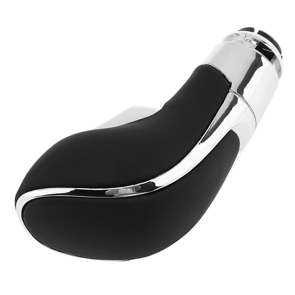 Plastique + cuir chromage argenté voiture Transmission automatique levier de vitesse manette de vitesse pommeau de levier
