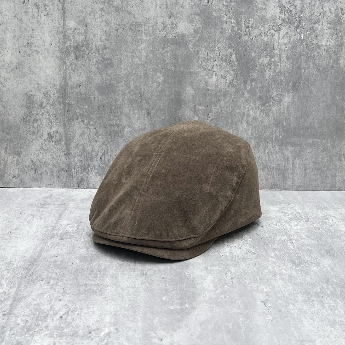 Literary Retro Suede Forward Hat Men S And Women S Face Small Brown Cap Neutral Wind Ins Hat M（56-58cm）