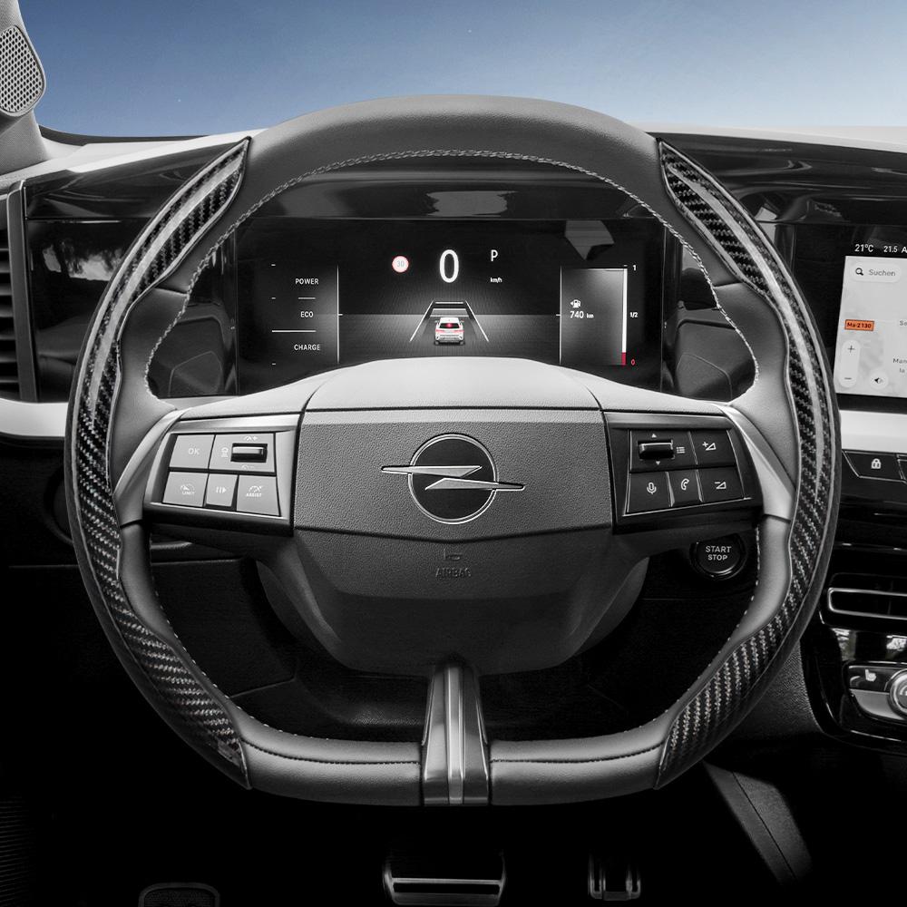 Geeignet für Opel Carbonfaser-Textur Lenkradabdeckung mit segmentiertem Schnellverschluss-Design, Langlebig, für Modelle wie Corsa, Mokka, Astra