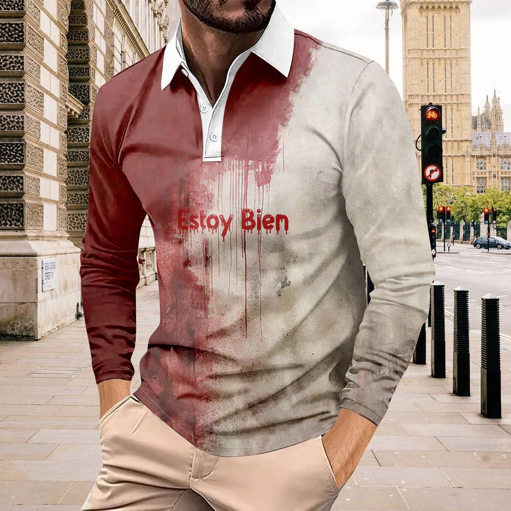 Herrenhemd mit langen Ärmeln und Knopfleiste, modisches, lässiges Oberteil