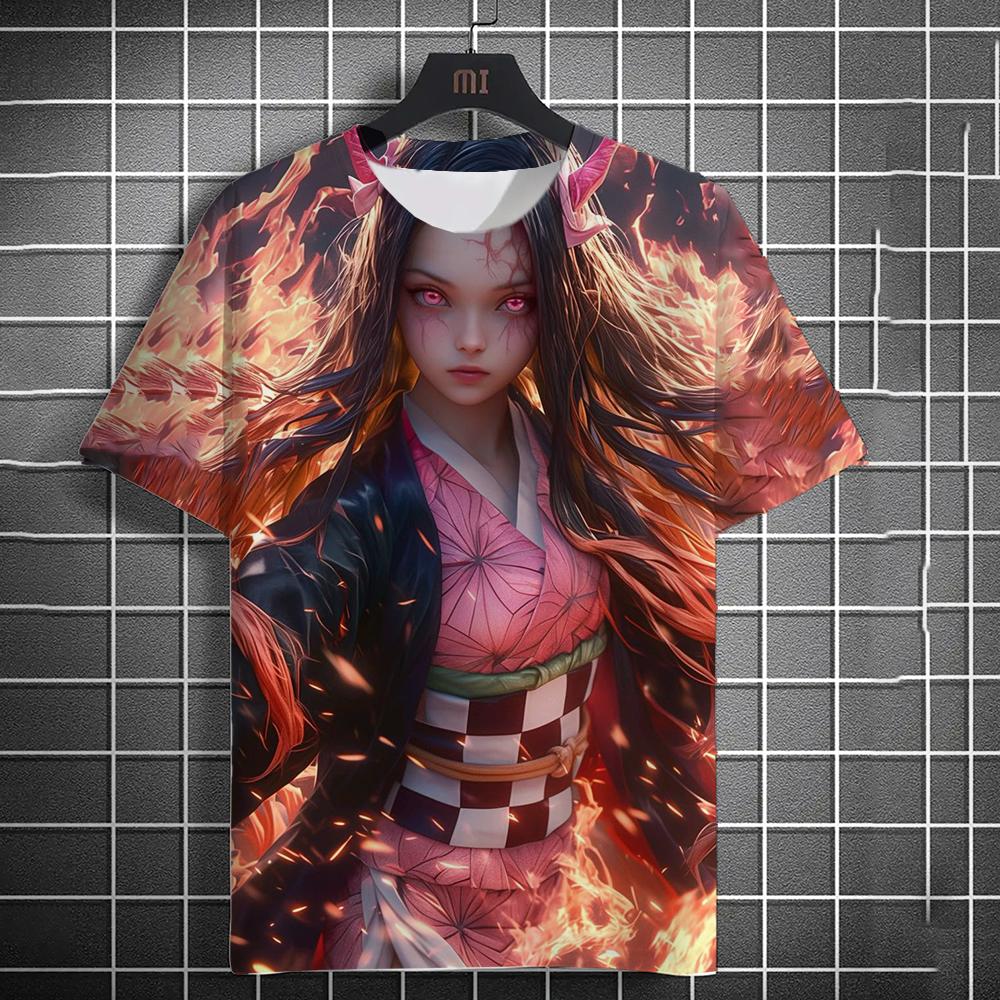 Men's and Womens Summer Fashion High Quality 3d Printing Anime Print T-shirt Casual Polyester Round Neck Casual Short Sleeve