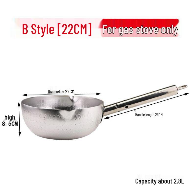 Japanese Aluminum Non-stick Yukihira Nabe Pot for Cooking Noodles, Soup, Rice, Mala Tang, and Sugar Painting - Small Size, In Stock
