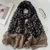 Women's Ethnic Floral Scarf: Autumn/Winter Voile Shawl, Cotton Linen Blend, Lightweight & Stylish.
