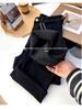 S35 Women's High-Waisted Slimming Wide-Leg Fleece Denim Pants - Black-Gray.