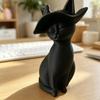 Desktop Ornament 3D Printed Hat-Wearing Cat Shape Figurine Integrated Molding Sculpture Decorative Desktop Accessory