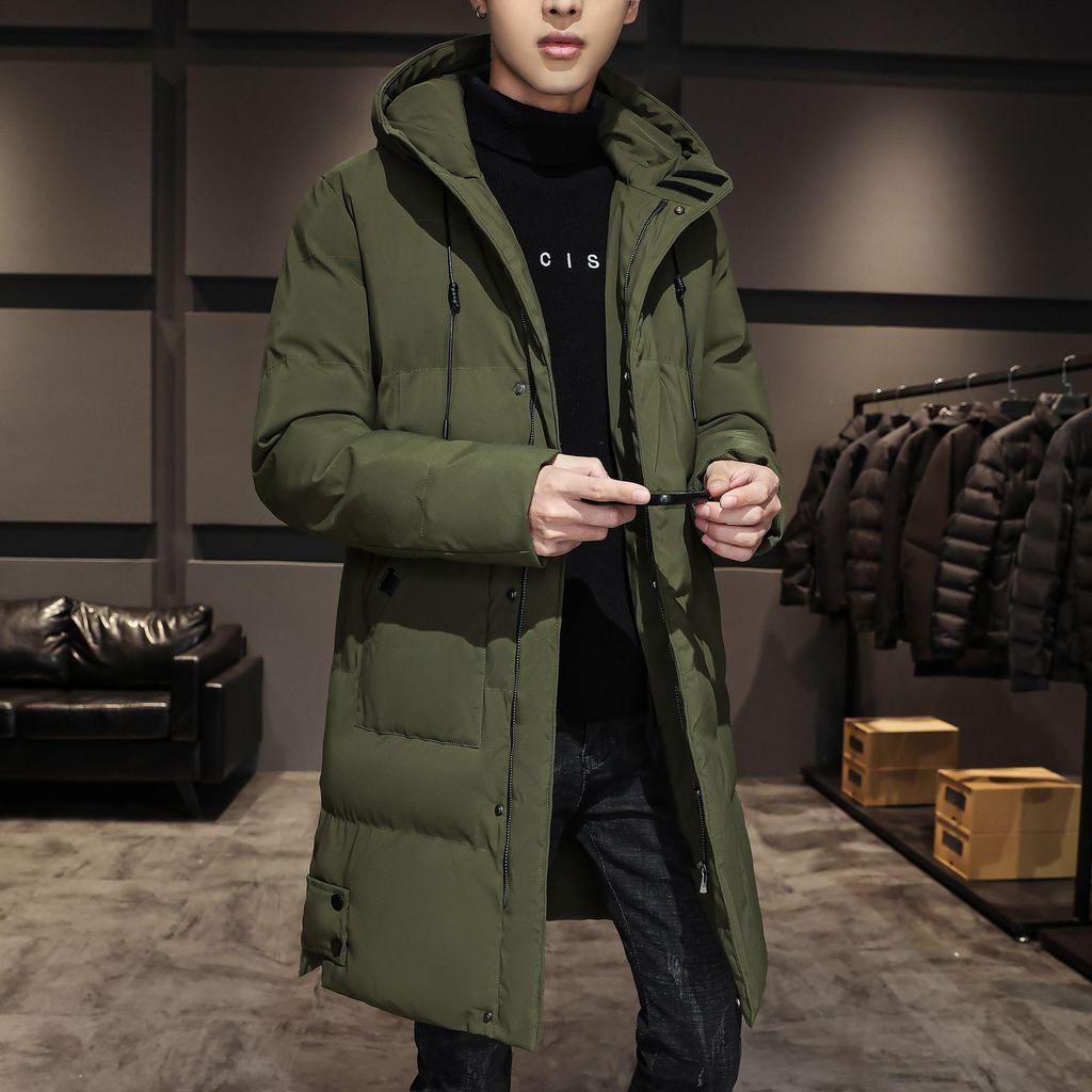 Men's Winter Mid-Length Cotton Padded Jacket: Trendy, Thick, Plus Size