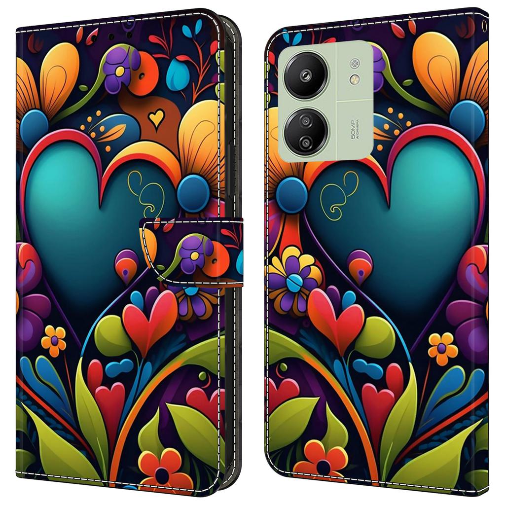 For Xiaomi Redmi 13C 4G/13C 5G/Poco C65 4G/Poco M6 5G/13R 5G Case Pattern PU Leather Card/Cash Slots Phone Cover