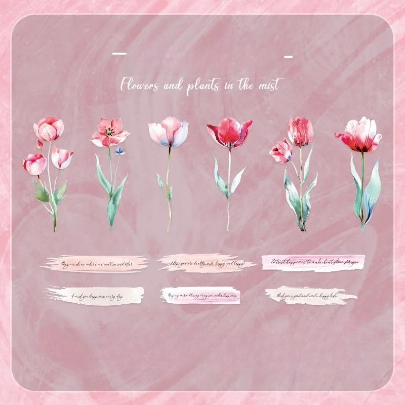 12 listů INS Rostlina Květina Scrapbookingové materiály PET Samolepkový balíček Junk Journal Koláž Dekorativní Estetické Papírnictví Samolepky