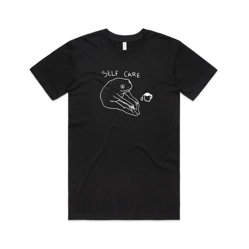 Minimalist Self Care Frog TShirt White Casual Tee with Chill Vibes Art Cozy Unisex Top for Relaxation and Daily Wear Fashion S