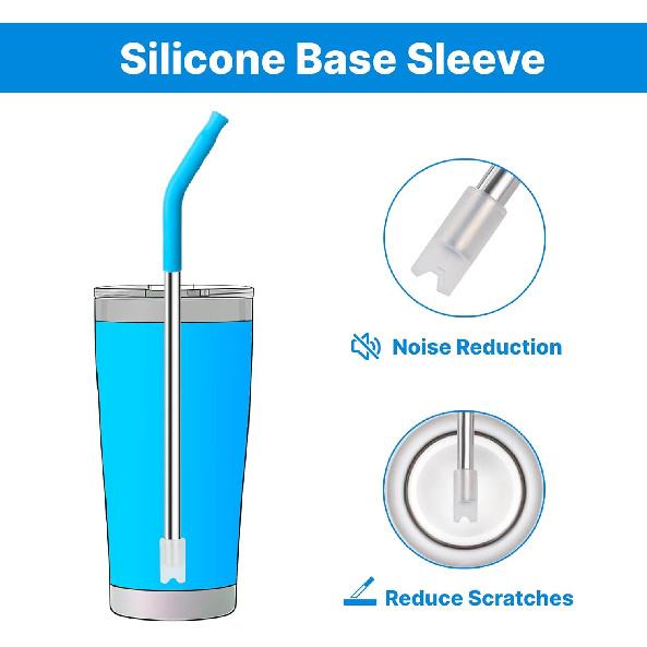 Stainless Steel Straws for 20 oz YETI Tumbler, 4 Pcs Metal Straws Reble with Silicone Tip for 20 oz Stanley Cup and 16 oz Glass Cups(Color 1)
