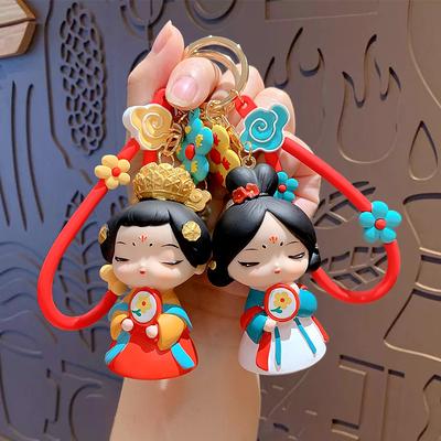 Cartoon Guochao Tang Dynasty Ladies Keychain Women'S Bag Pendant Car Key Chain School Bag Pendant Small Gifts