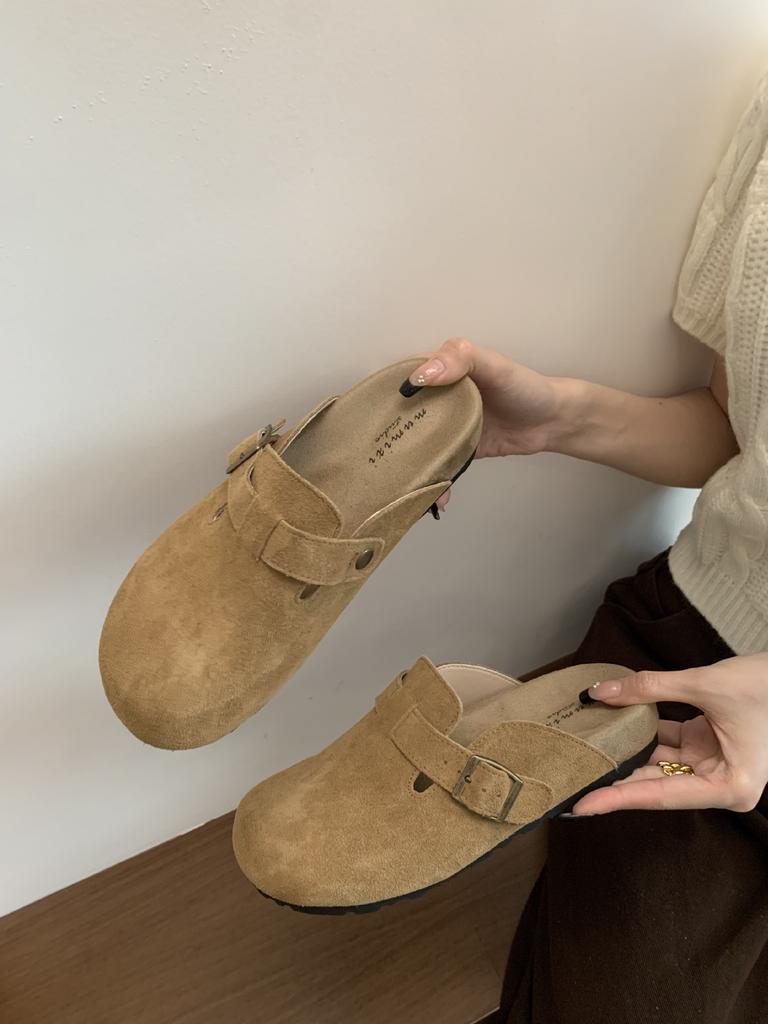 Baotou Drag Women's Thick-soled Outer Wear Versatile Retro 2025 Autumn New Soft-soled Casual Birkenstocks Flat-soled Half-slippers