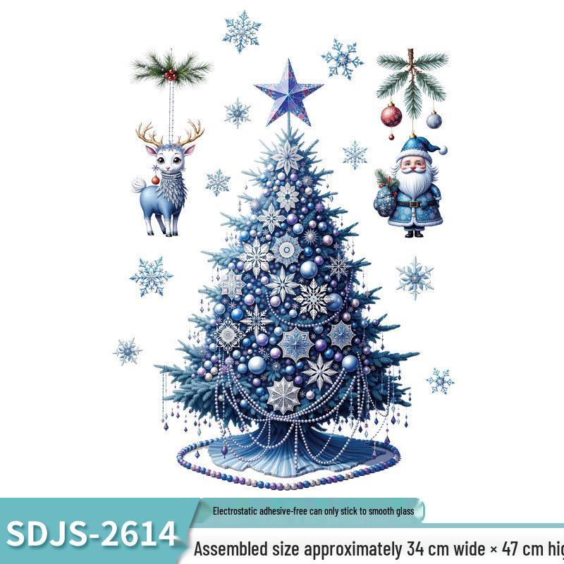 Colorful Christmas Window Decoration Set: Tree, Santa, Reindeer Stickers