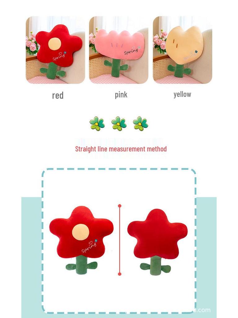 Süßes Kleines Rotes Blume Nap Kissen Kissen Puppe Plüsch Tulpe Rückenlehne Spielzeug