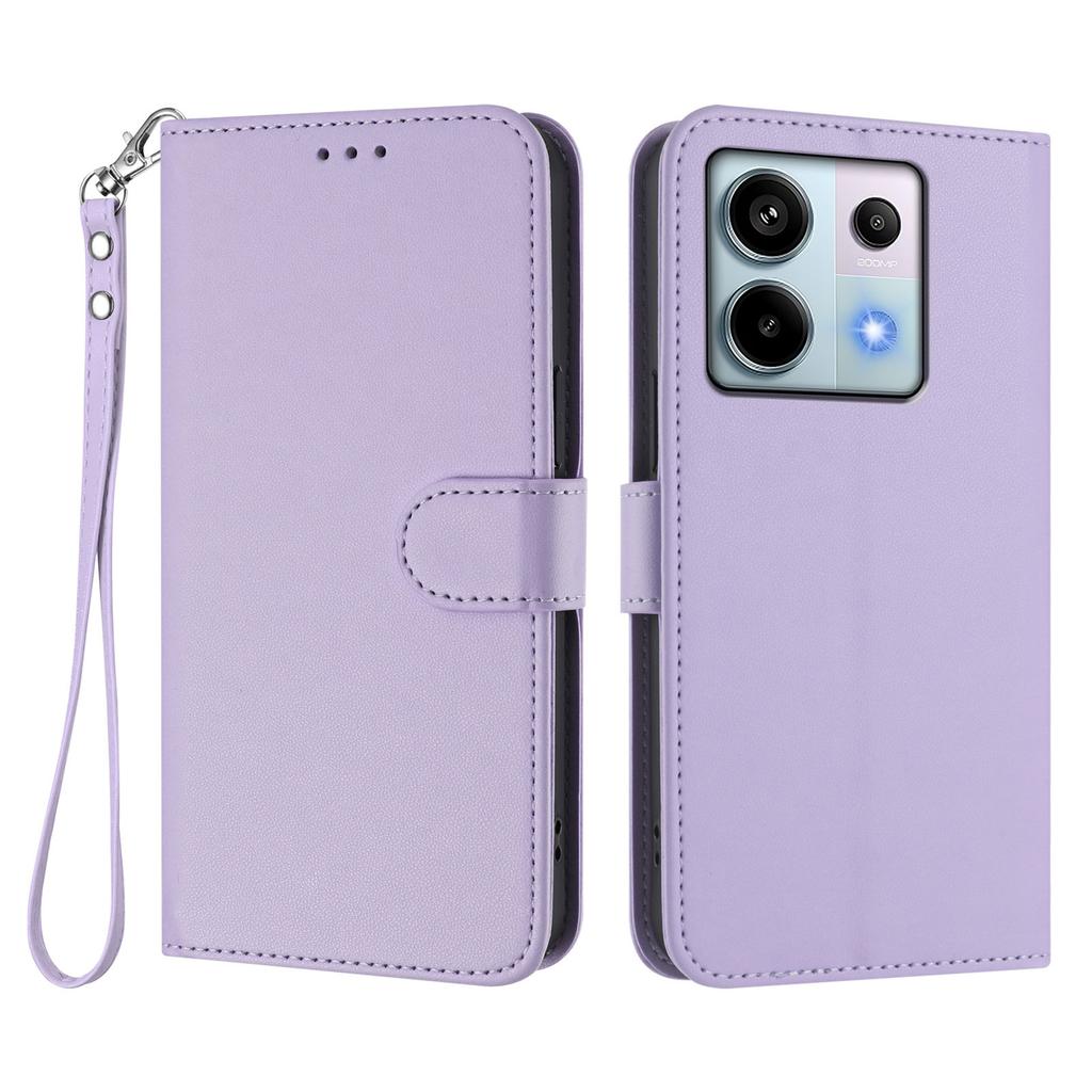 For Xiaomi Poco X6 5G/Xiaomi Redmi Note 13 Pro 5G Leather Case Wallet Stand Phone Cover with Wrist Strap