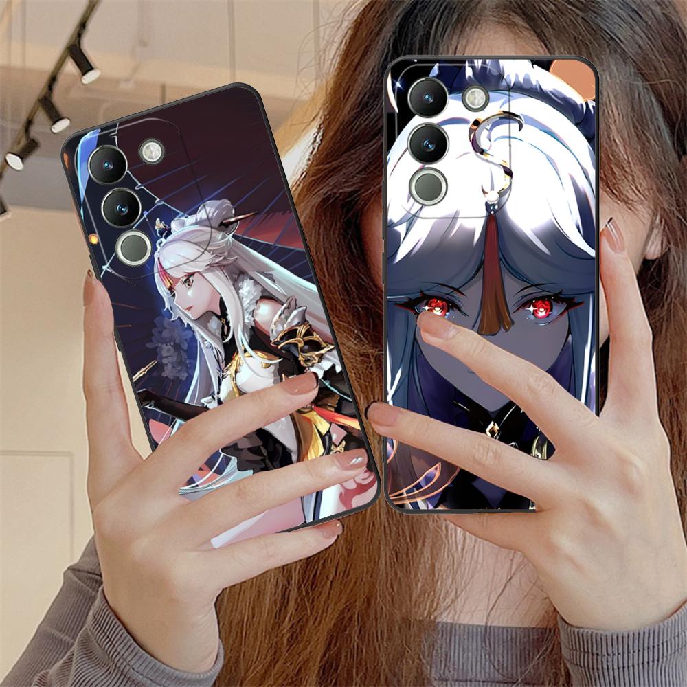 Game GI Ningguang Matte TPU Mobile Phone Case for VIVO Y77 76 75 74 73 72 58 56 55 51 50 38 36 Y19 Y18 Y03 Y01 5G Colorful Cover