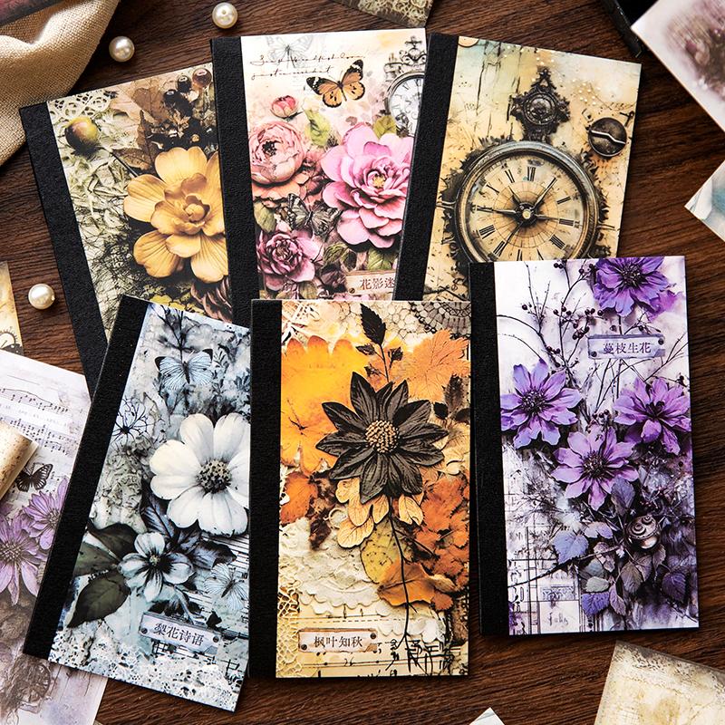 40PCs Vintage Scrapbooking Background Paper Decorative Diary Album Craft DIY Supplies Material Paper Floating Dream Flower