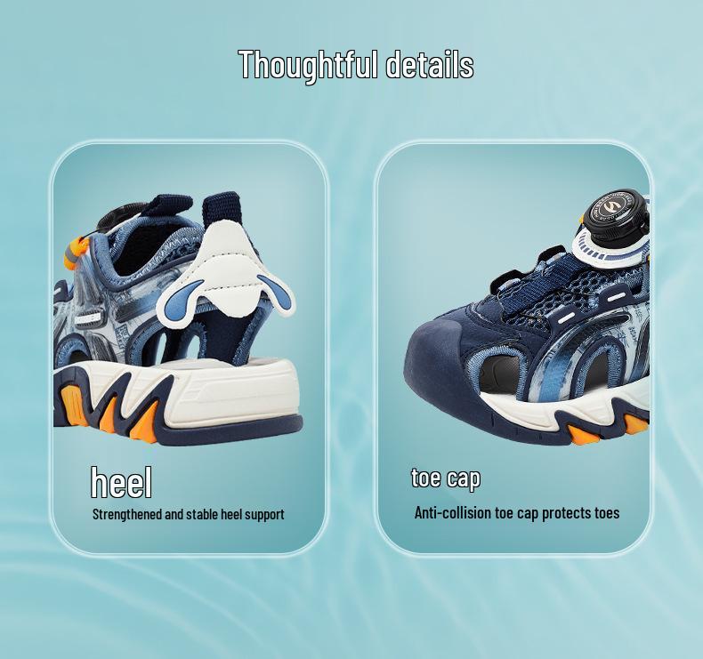 Happy Bear 25 Summer Children's Closed-Toe Beach Sports Sandals with Rotary Button for Boys