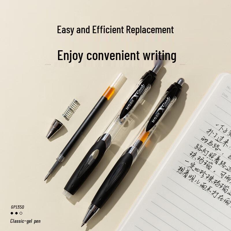 M&G GP1350 Retractable Black Gel Pen, 0.5mm, Box of 12