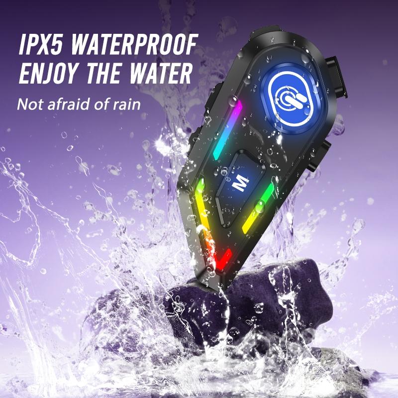 Wireless Motorcycle Helmet Intercom 1000mAh Battery 48H Talk Time Waterproof