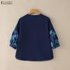 ZANZEA Women Casual Round Neck Floral Print Short Sleeve Loose Blouse