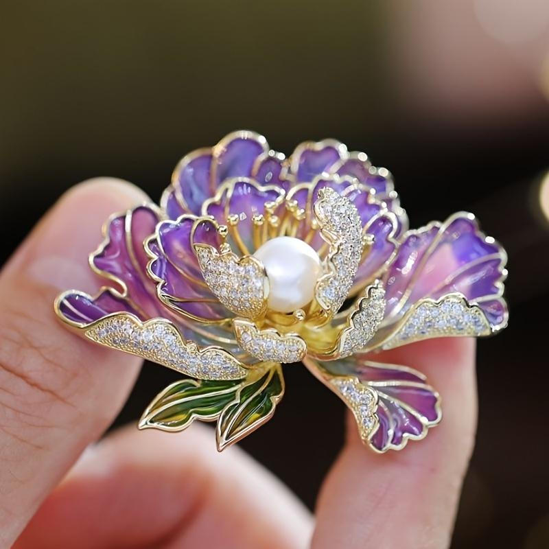 High-End Elegant Luxury Peony Flower Brooch Chinese Style Opulent & Graceful, Fashion Accessory for Dress, Suit, Coat Pin