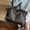 Woolen Plaid Hand-held Big Bag Women's 2025 New Fashion Large-capacity Tote Bag Retro Shoulder Messenger Bag Tide