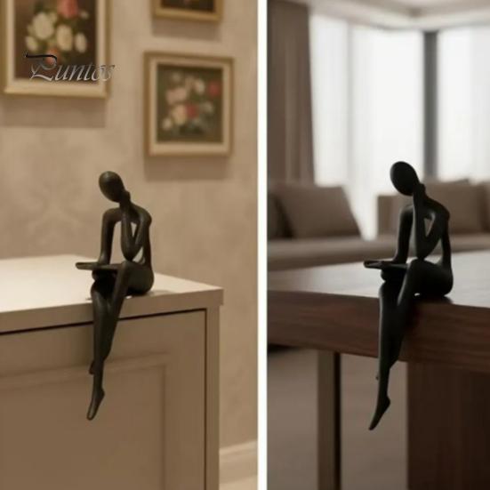 Versatile Decorative Figurine Abstract Art Thinker Statue, 3D Printed Reading Figurine, Modern Bookshelf Decor Sculpture for Living Room, Office,