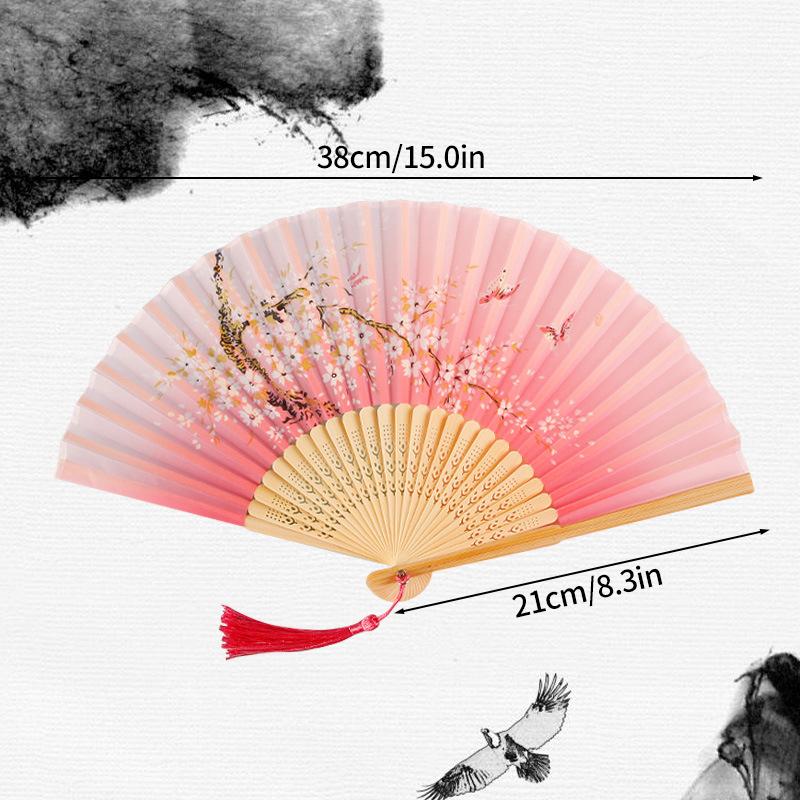 Pretty Classical Hand Held Fan Fashion Folding Fan Retro Dance Performance Fans Shooting Props Girls Women Fan Home Decoration