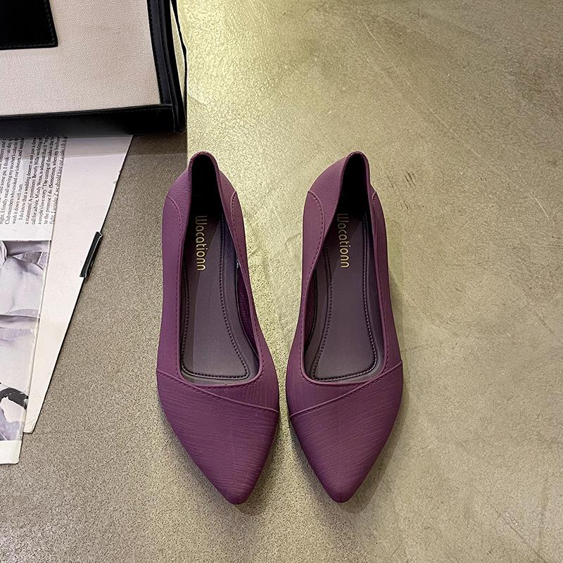 Korean Version of Women's Professional Work Shoes, Fashionable Pointed-toed Low-heeled Bag-toed Shoes, Solid Color, Light-mouthed, Lazy, One-pedal