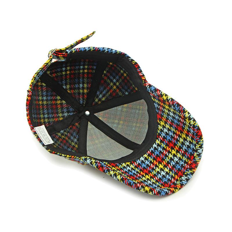 Colorful Houndstooth Baseball Cap Women's Spring Sunscreen Hat Men's Stitching Cap