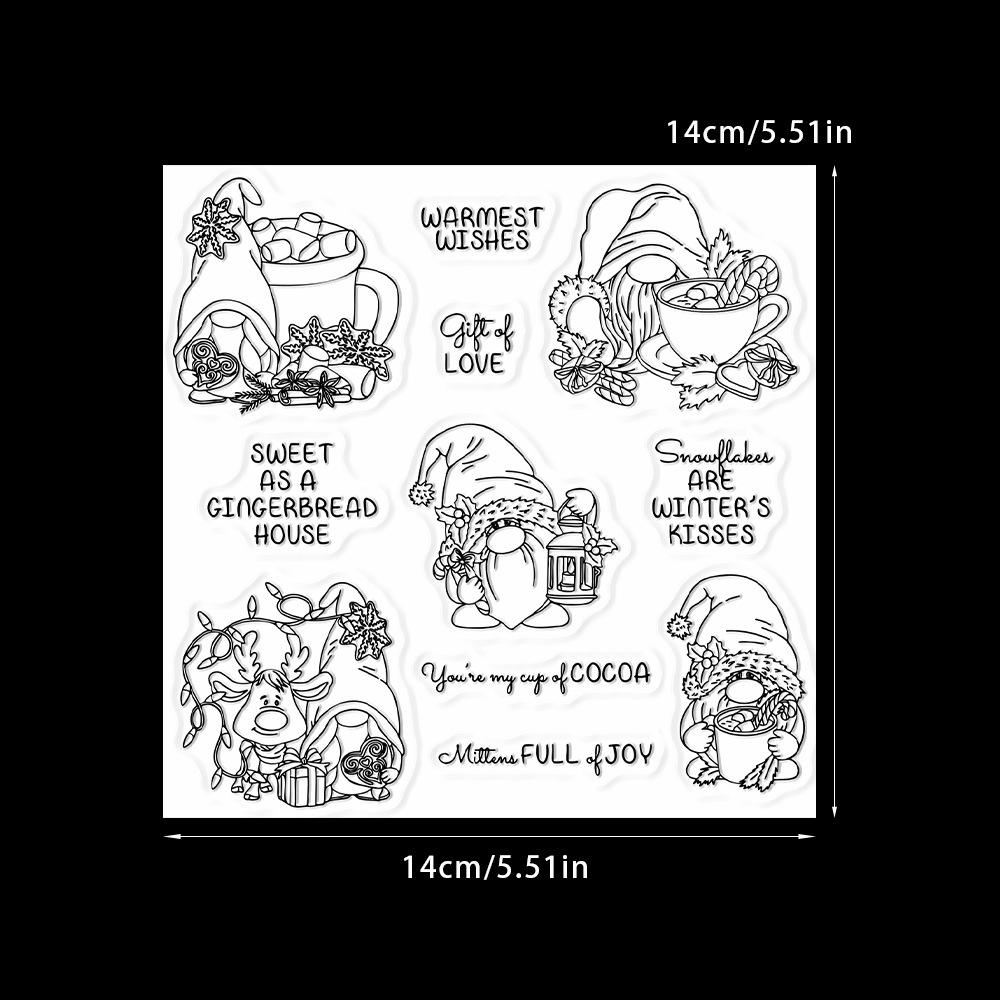 

Силиконовые Штампы и Металлический Штамп для Декорирования Открыток Гном Санта