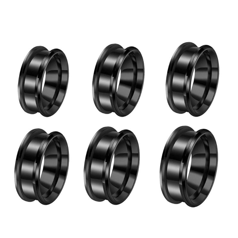 6 Stück/Packung Modische Leere Ringrohlinge Edelstahl Gerillte Ringe Unisex Ringe Perfekt für DIY Schmuckherstellung