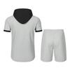 Men's Color Block Hooded Short Sleeve Cardigan Jacket and Shorts Set for Summer