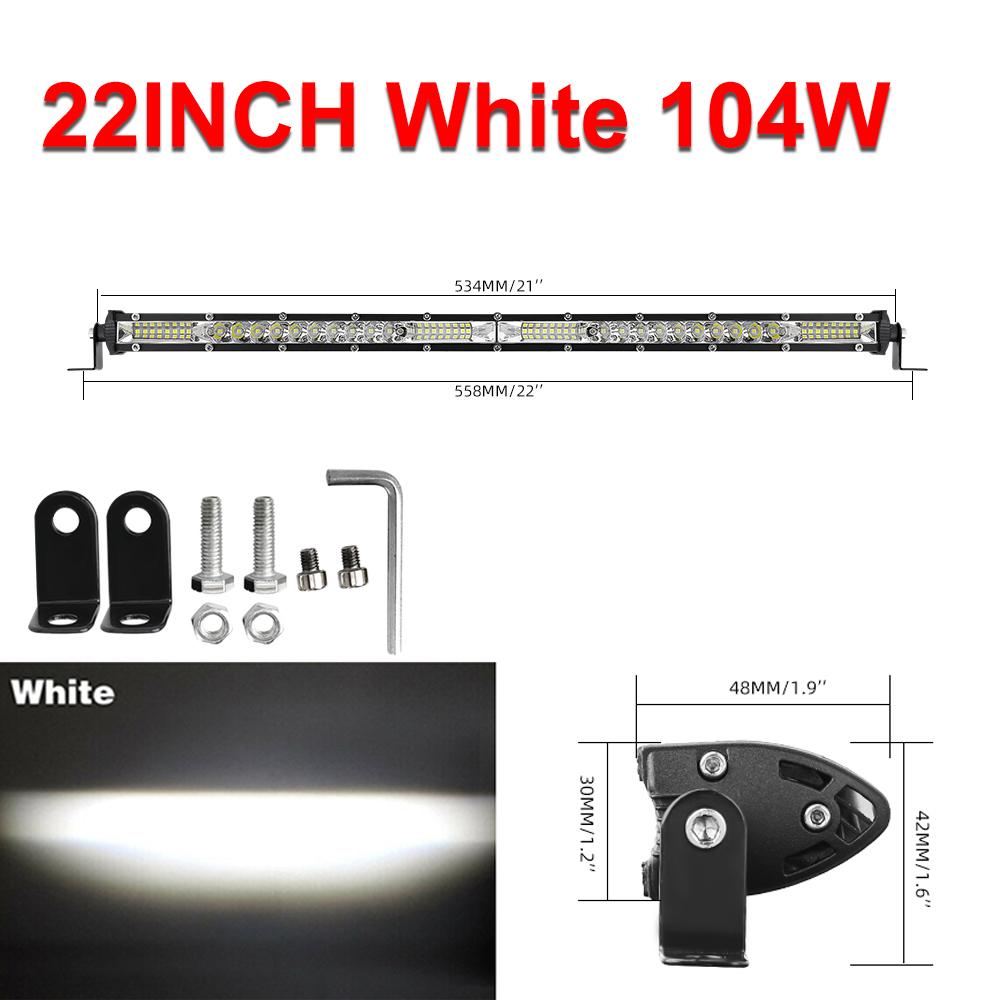 12"22"LED Bar Work Light Yellow/White Light Bar Spot Flood Beam LED Bar For OffRoad 4x4 Jeep SUV AUTO Car Trucks Tractor 12V 24V