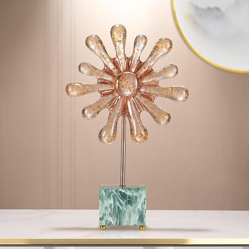 Harz Handwerk Transparent Farbe Verlauf Sonnenblumen Geometrisch Sonne Abstrakt Ornament Dekorative Figuren Zimmer Dekoration