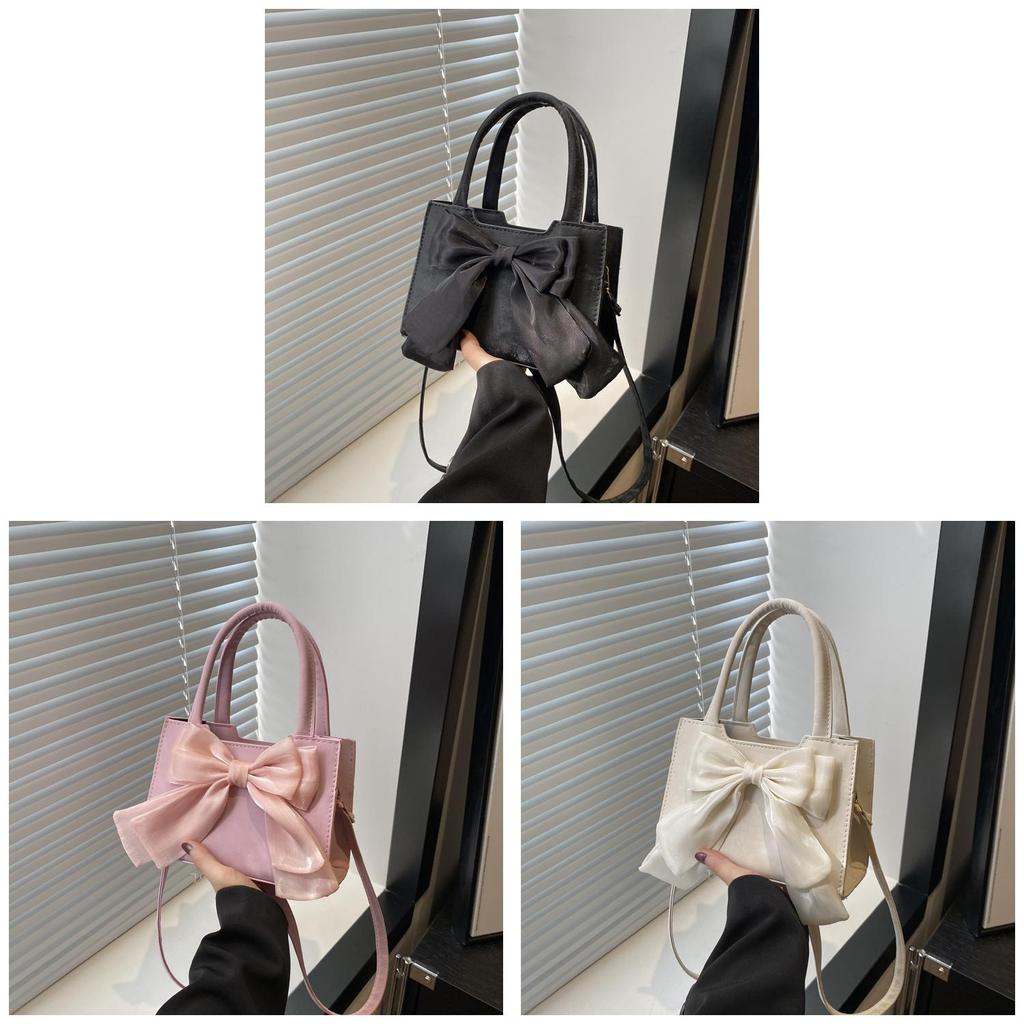 Butterfly Bow Small Shoulder Bag Pu Material With Zipper Closure For Daily Use
