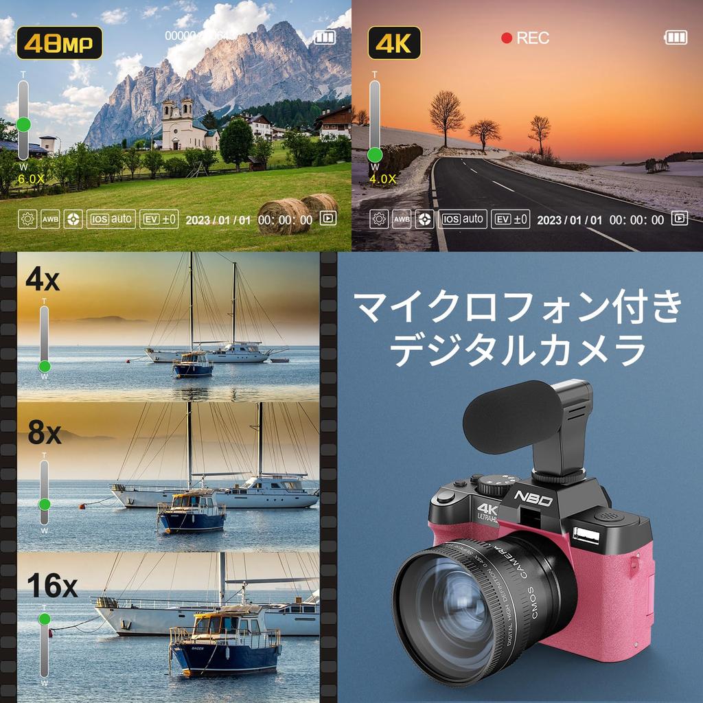 NBD 4K 48 Million 120FPS Digital Camera and App 16 Types of Reflex Camera with 16x Zoom AF Function Macro Lens Webcam Function 32GB microSD Card 2