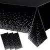 Black Gold Dot PEVA Tablecloth - Rectangular, Disposable, Waterproof, Oil-Proof for Festival Party Decoration