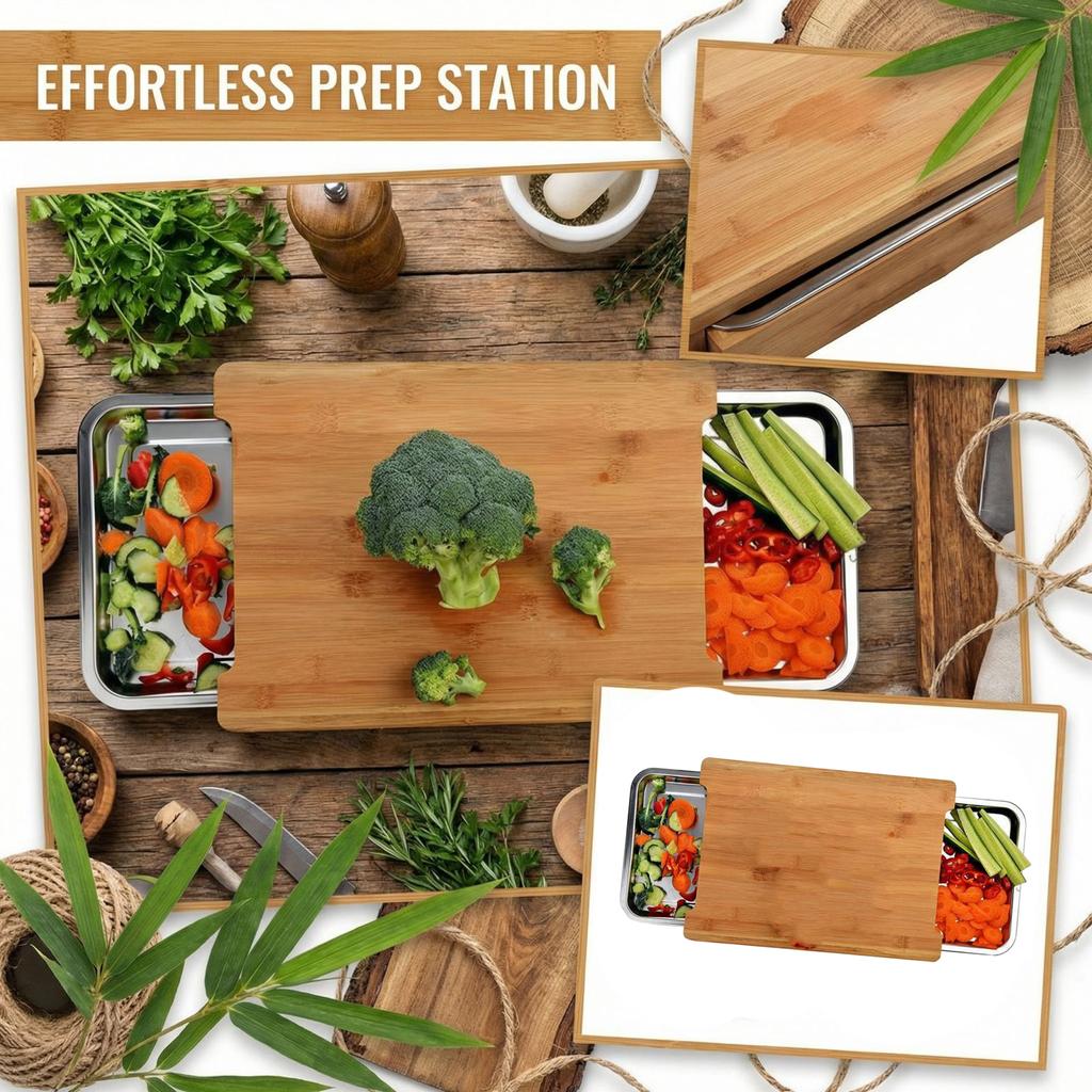 Gemüsebrett für die Haushaltsküche mit Schubladen und Schneidebrett