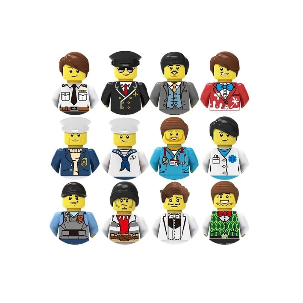 Stadt Charaktere Actionfiguren Bausteine Polizist Lehrer Feuerwehrmann Beruf Mini Figur Puppen Bricks Set Kinderspielzeug
