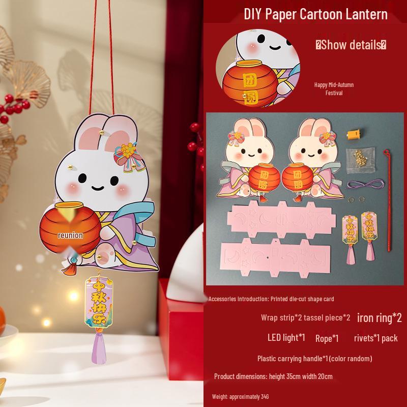 Children's DIY Luminous Rabbit & Flower Lantern Kit for Mid-Autumn Festival