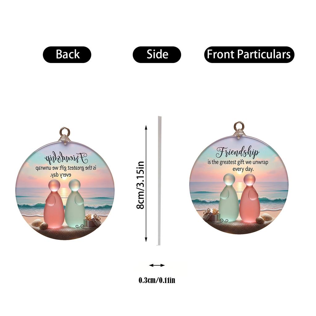 Friendship Acrylic Ornaments Collection - Boho Coastal Sea Glass Decor, Easy To Hang With Cord