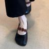 Women Mary Jane Shoes Autumn New Fashion Button Vintage Slip On Casual Shoes Lightweight Comfortable Soft Sole Middle Heel Shoes