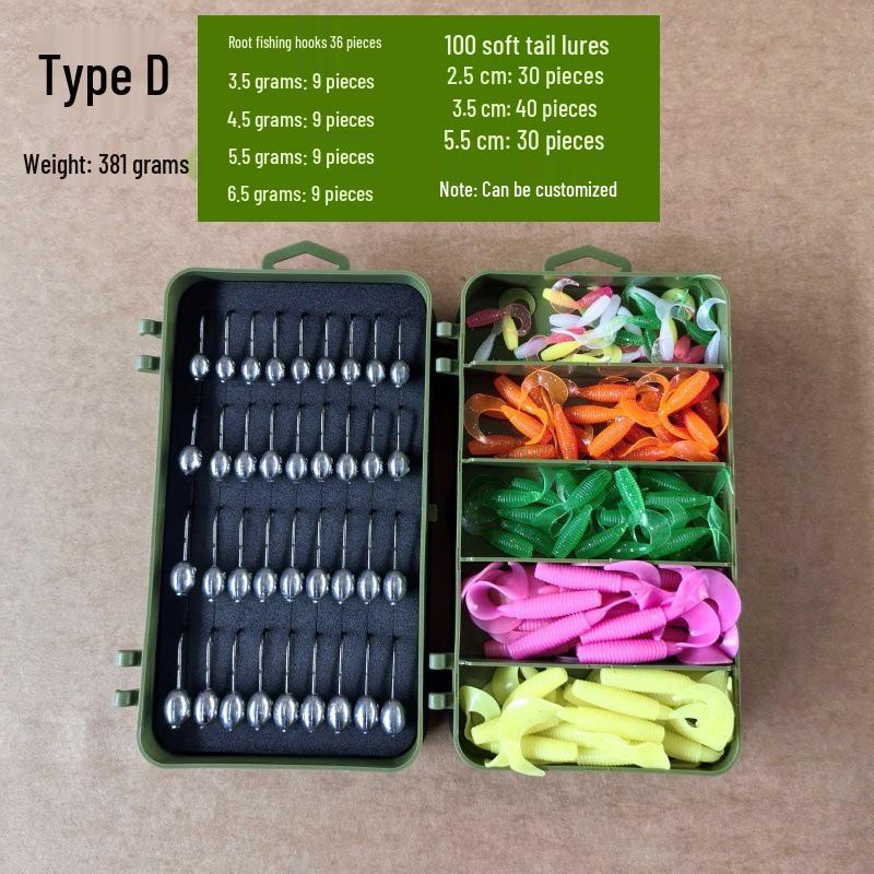 Reinforced T-tail Soft Bait Set with Long Cast Hooks for Bass Fishing