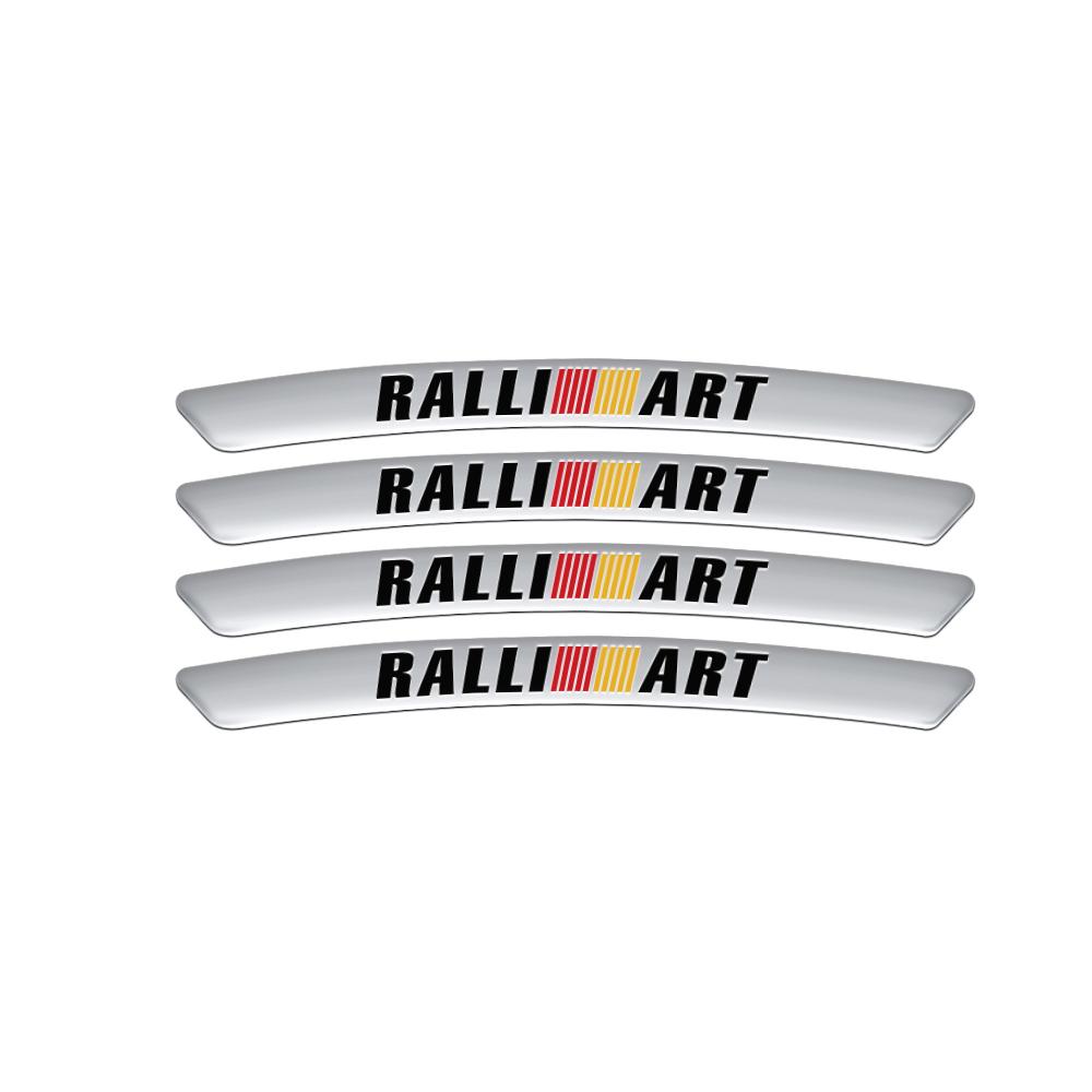 4Pcs Aluminium Alloy Sport Car Emblem Wheel Hub Rim Strip StickersFor Mitsubishi Ralliart ASX L200 Colt Outlander Pajero Lancer