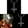 Dark Gothic Cross Pendant Necklace With Alloy Chain For Men And Women